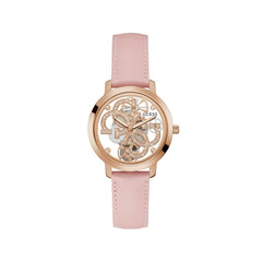 GUESS Ladies Trend Clear 36mm Watch – Glitz Dial with Silver-Tone Stainless Steel Case & Bracelet