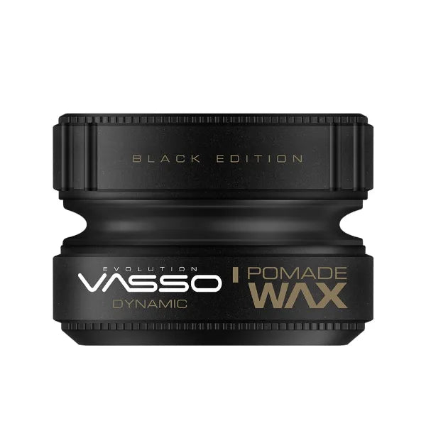 Vasso Pomade Wet Look Wax For All Hair Types | Super Hold and Wet Look, BLACK EDITION Dynamic - 150 ml