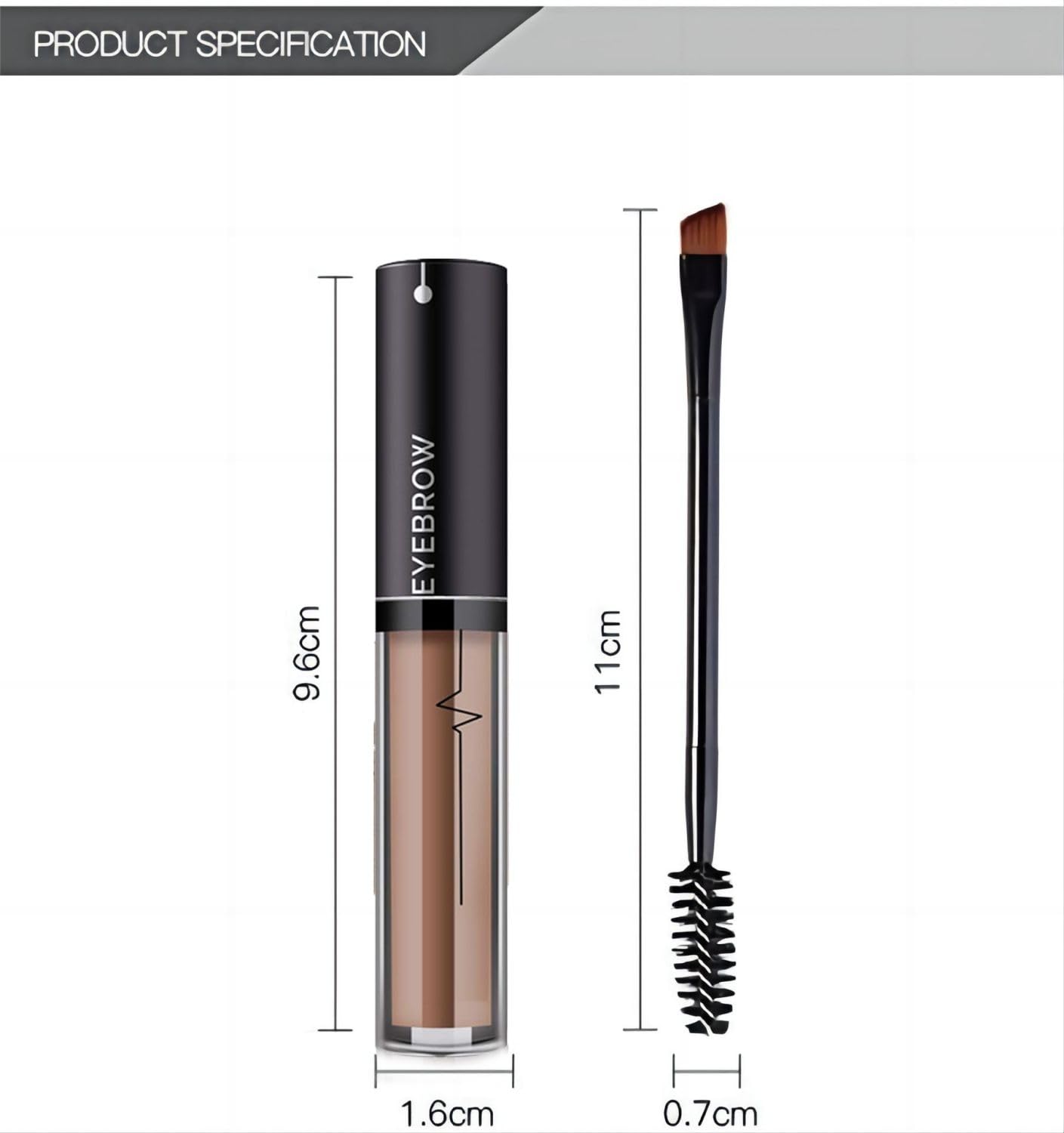 Azonee Waterproof Eyebrow Gel - Brown Tinted Mascara Makeup for Natural-Looking Brows, Long-Lasting Smudge-Proof Formula with Brow Shaper and Mascara Primer Brush Wand Kit