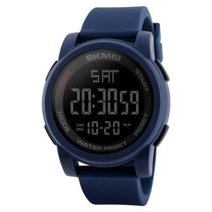 SKMEI Men's Digital Sports Wrist Watch LED Screen Large Face Electronics Military Watches Waterproof Alarm Stopwatch Back Light Outdoor Casual Black Watch - 1257 - Blue