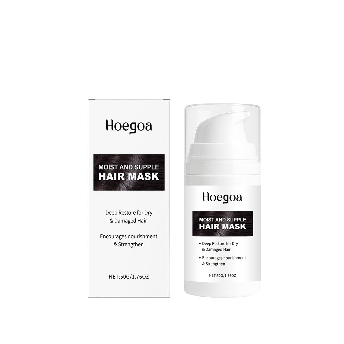 Hoegoa Nourishing Conditioning Hair Mask, Moist and Supple Hair Mask for Color Treated, Damaged, Frizzy, Dry Damaged Hair, Rebuilds Strength, Promotes Healthy Hair and Growth, 50g/1.76oz