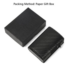 Fermido air tag wallet with double card case, twin carbon fiber wallet, automatic bifold pop up wallet money clip wallet, carbon fiber(duble box)