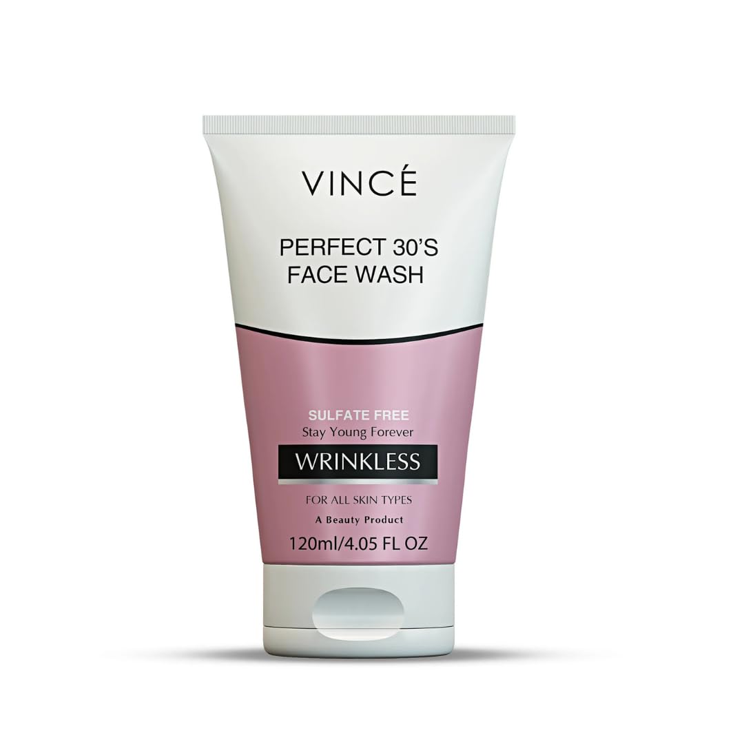 Vince Anti-Wrinkle Face Wash – Deep Cleansing & Anti-Aging – Reduces Fine Lines, Wrinkles & Dark Spots – Hydrates and Promotes Even-Toned, Youthful, Glowing Skin – Sulfate-Free – 120ml
