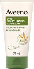 Aveeno Daily Moisturising Hand Cream, With Nourishing Oat, Suitable For Sensitive Skin, 24-Hour Moisturisation, Protects Hands from Dryness, Unscented Non-Greasy and Fast Absorbing Formula, 75ml