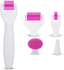 WinCheer Derma Roller Kit for Face and Body, 6 in 1 Titanium Microneedling Dermaroller Cosmetic Needling Instrument Microneedle with 5 Replaceable Heads for Face and Body Skin Care 0.25mm 300/720/1200
