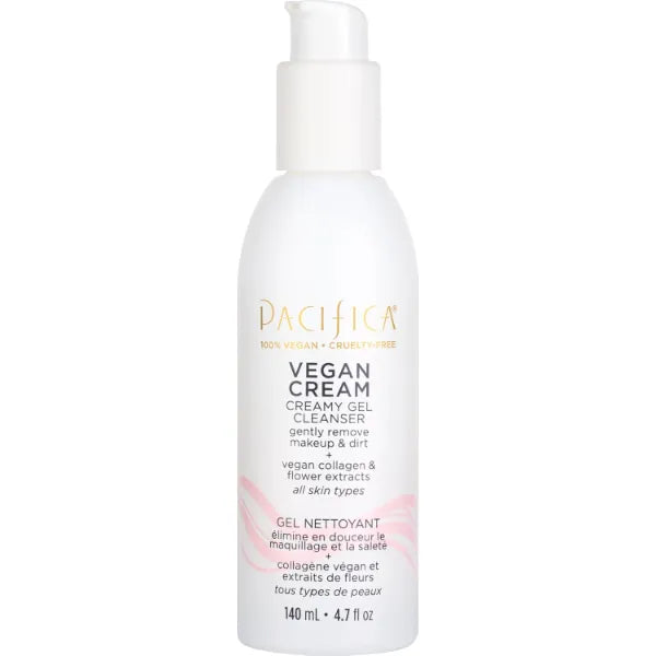 Pacifica Vegan Collagen Cream Gel Facial Cleanser - Daily Foaming Face Wash & Makeup Remover, Hydrating Anti-Aging Face Wash for Dry & Sensitive Skin, 4.7oz