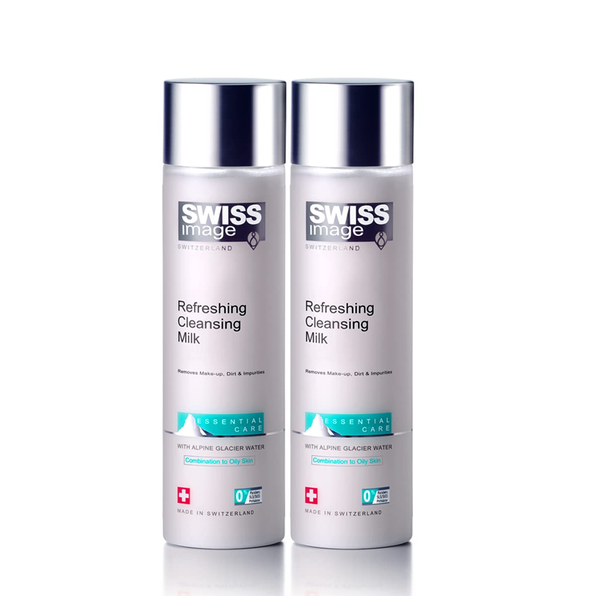 Swiss Image Refreshing Cleansing Milk, Non Greasy, Gentle Facial Cleanser 2 X 200ml | Makeup Remover, Cleanses, Brightens & Deep cleanses| Enriched with Alpine Glacier For Combination to Oily Skin