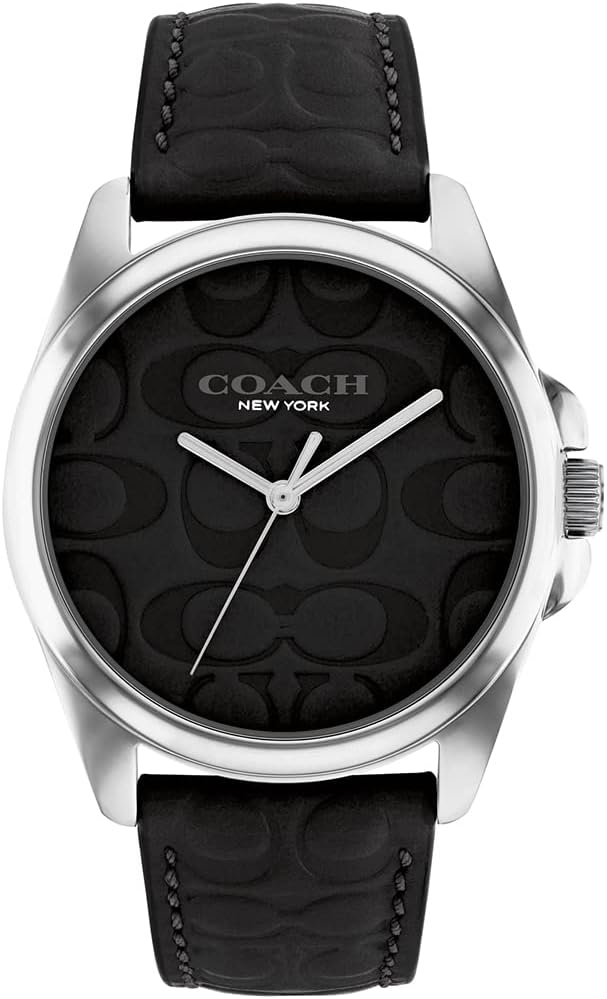 COACH WOMEN'S BLACK DIAL BLACK CALFSKIN WATCH - 14504142