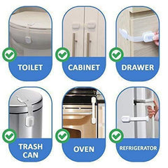HAVENHAUSE Child Safety Lock for Refrigerator, Cabinet, Drawer, Freezer & Door with 4 Extra Strong Adhesives - White (Pack of 8 White)