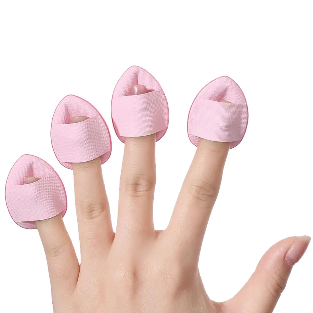 Pack Of 5 Mini Finger Powder Puff Applicator Makeup Sponge Set, Reusable Soft Plush Cosmetic Foundation Tools Face Make Up Wet Dry Use for Concealer, Suitable Beauty Blender (Pink)