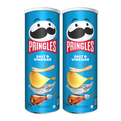 Pringles Salt & Vinegar Flavour - Potato Chips - 165 g Pack of 2 Cans - Crispy Snack - Crunchy Snack Food for Movies, Games & More - On-the-Go Can