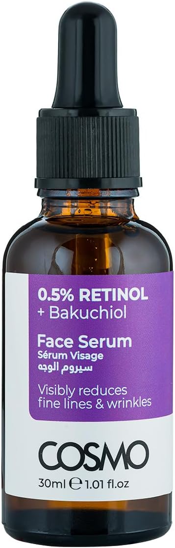 CD COSMO DESIGNS 0.5% Retinol + Bakuchiol Visibly Reduces Fine Lines & Wrinkles Face Serum For Men & Women, Skins Care, Uneven Skin Tone, Signs of Ageing, Dryness, All Skin Types - 30ml