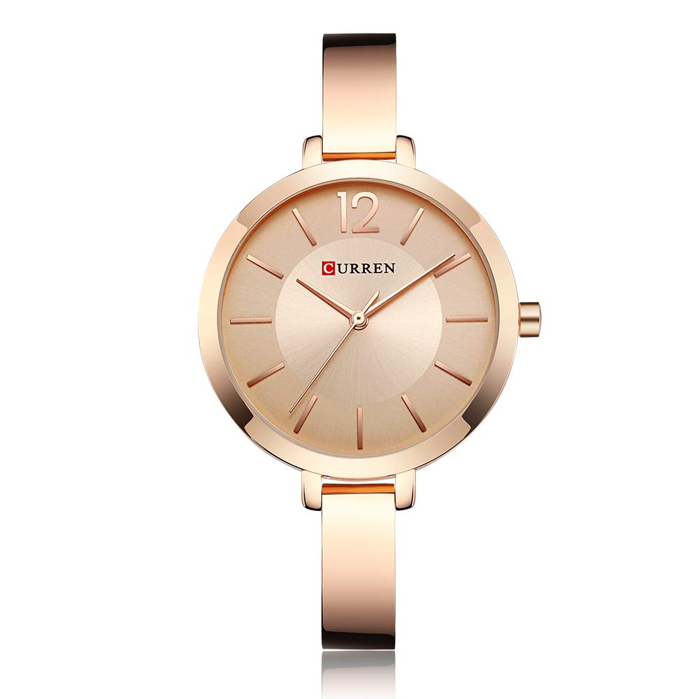 CURREN 9012 Women Watch Quartz Movement Wrist Watch Simple Causal Gift for Women - Gold