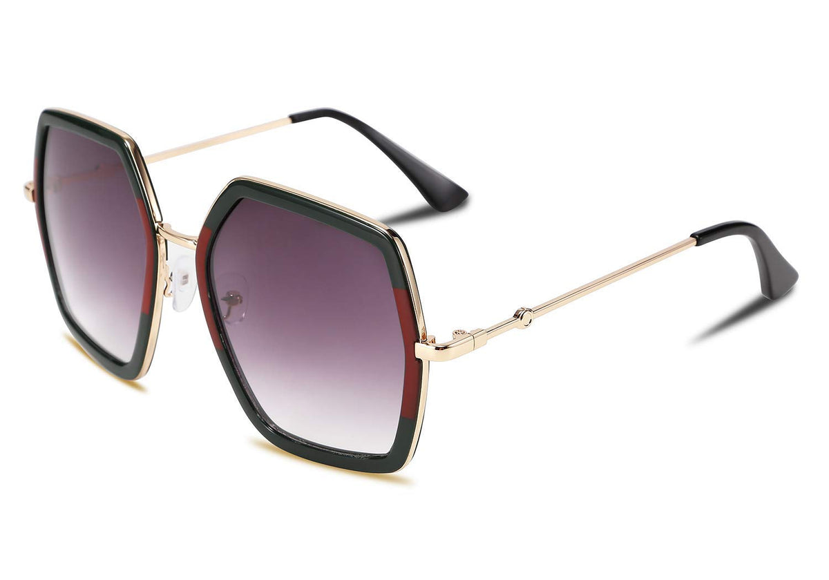 FEISEDY Women Large Hexagon Inspired Sunglasses Fashion Irregular Design Style Geometric B2503