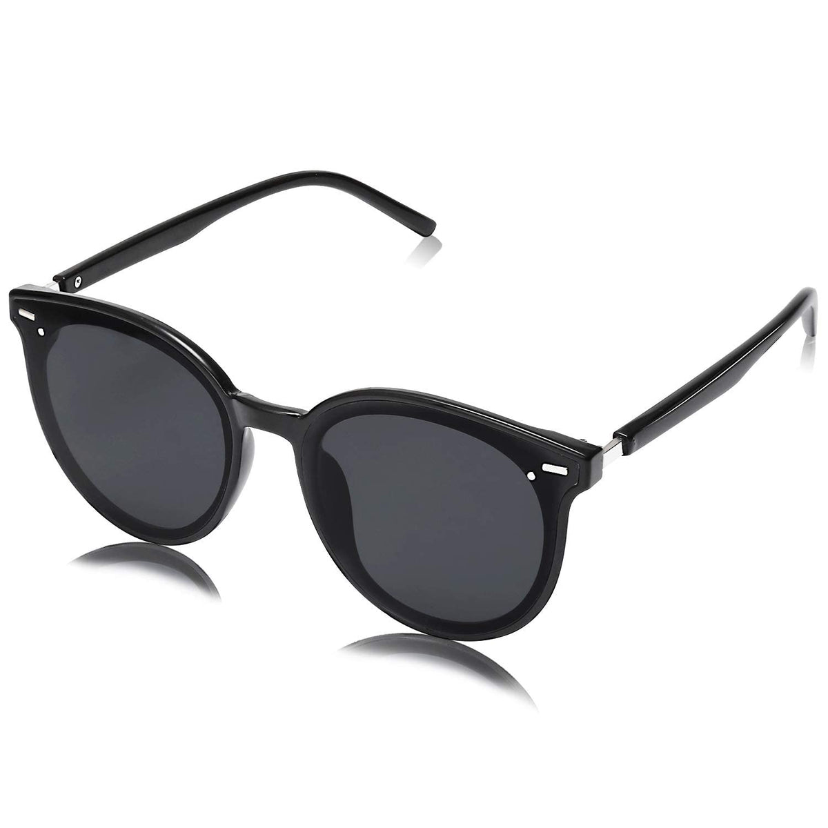 Polarized Sunglasses for Men and Women, Classic Round Sunglasses, UV Protection Retro Vintage Shades Large Plastic Frame Sunnies