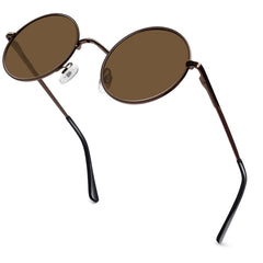 KANASTAL Hippie Round Polarized Sunglasses for Women Men, Small Circle Sun Glasses Classic Vintage Retro Shades Metal Frame UV400 Protection