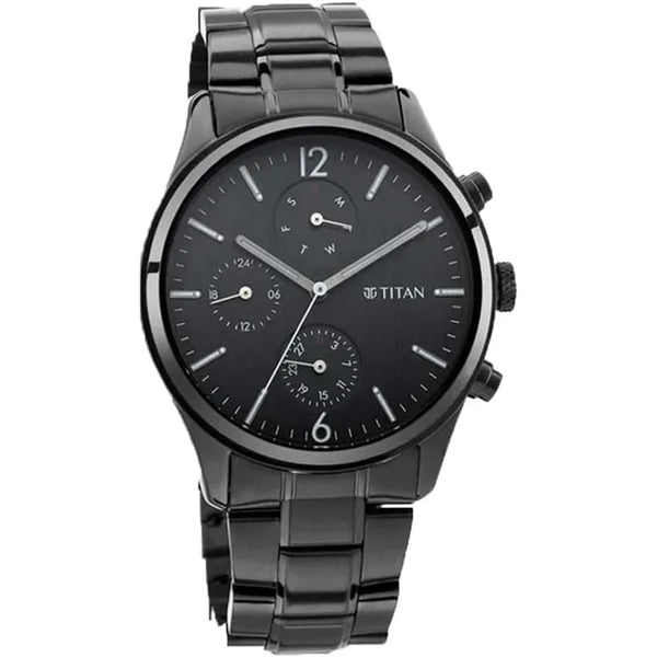 Titan Men Metal Black Dial Analog Watch -Nr1805Nm02, Band Color-Black