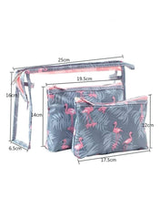 3-Piece Waterproof Cosmetic Bag Set in Grey,Pink