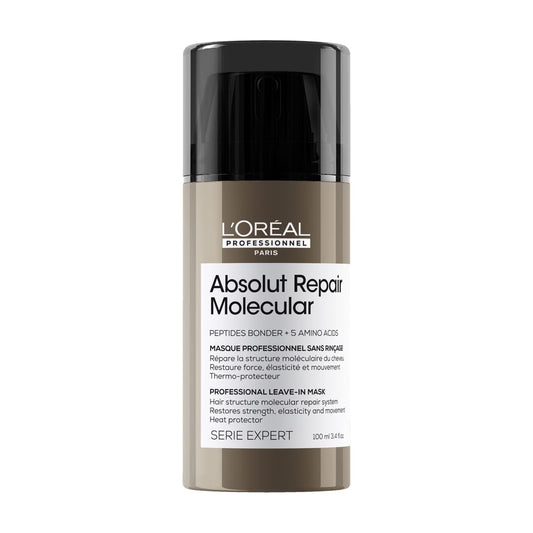 L’Oréal Professionnel | Absolut Repair Molecular Leave-In-Mask, Repair Damage & Restore Strength, Heat Protectant For Hair, For All Damaged Hair Types, SERIE EXPERT - 100ml