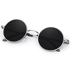 KANASTAL Hippie Round Polarized Sunglasses for Women Men, Small Circle Sun Glasses Classic Vintage Retro Shades Metal Frame UV400 Protection