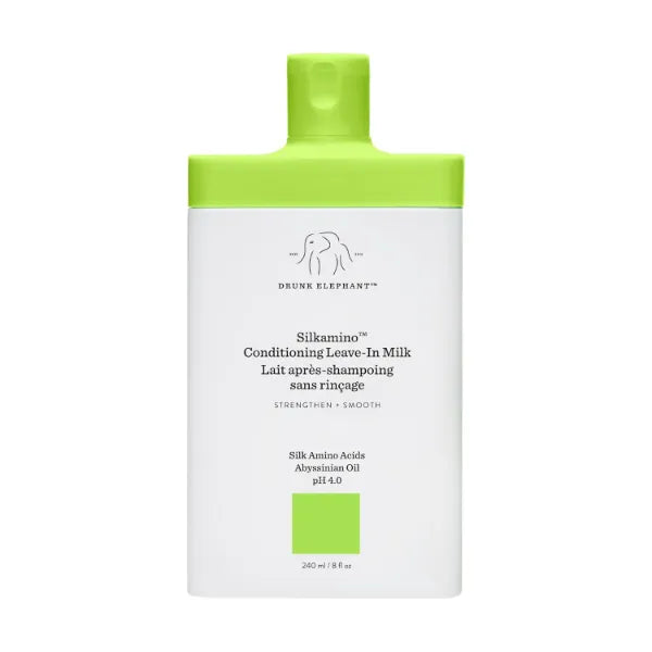 Drunk Elephant Silkamino Conditioning Leave-In Milk - 240 ml/8 fl oz - Silk Amino Acids - Clean Clinical - Cruelty-Free - Dermatologist-Tested - Free of Essential Oils, Silicones, and SLS
