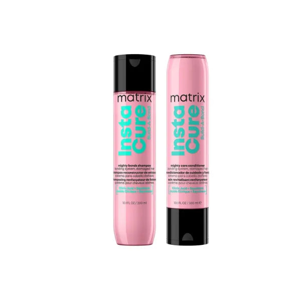 Matrix Instacure Build-A-Bond Mighty Bonds Shampoo & Conditioner Set – Repairs, Strengthens & Adds Shine for Very Damaged Hair with Citric Acid & Squalane (Vegan, Sulfate & Paraben-Free)