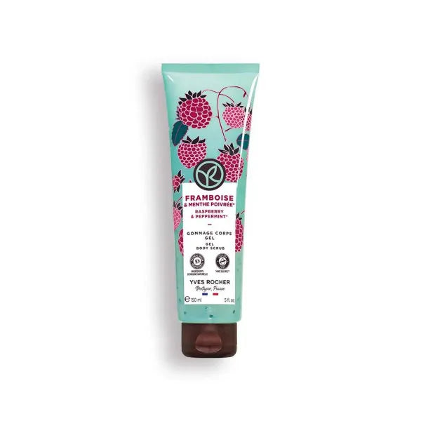 Yves Rocher Raspberry and Peppermint Body Scrub Exfoliating Cream for Smooth, Purified Skin - 150 ml /5 fl.oz