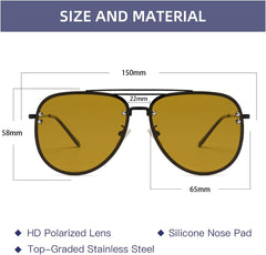 VIVIENFANG Premium Rimless Oversized Aviator Sunglasses for Women VF2203 - Black/Brown