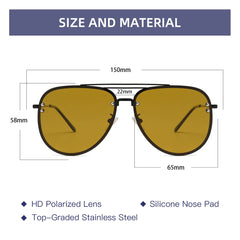 VIVIENFANG Premium Rimless Oversized Aviator Sunglasses for Women VF2203 - Black/Brown