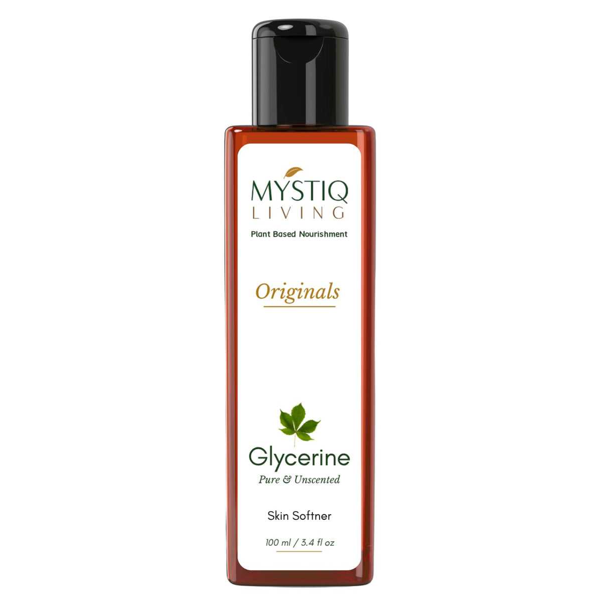 Mystiq Living Glycerine - Plant Based (Pure and Unscented) | For Face Skin and Body Care -100 ML