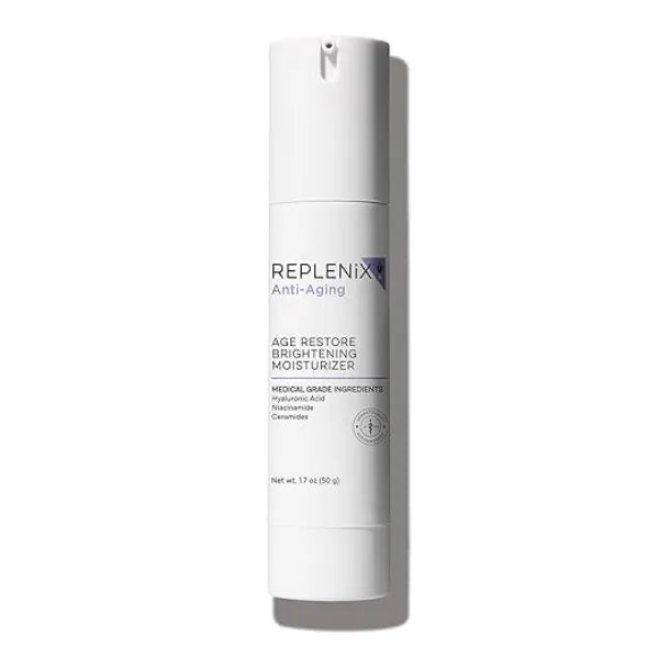 Replenix Age Restore Brightening Face Moisturizer with Hyaluronic Acid, Niacinamide & Ceramides, Medical-Grade Oil-Free Facial Cream for Mature Skin (1.7 oz)