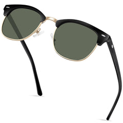 KANASTAL Polarized Horn Rimmed Sunglasses for Men and Women, Classic Half Frame Sun Glasses, Semi Rimless Shades for Womens 100% UV400 Protection Driving