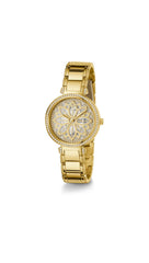 GUESS US Women's Gold-Tone Floral Cut-Through Analog Watch