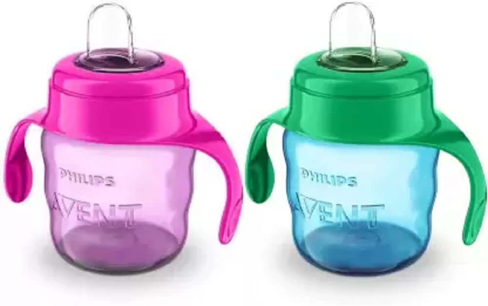 AVENT Philips Toddler Spout Cup with Twin Handle Pack of 2 pcs (1 Blue 1 Pink)