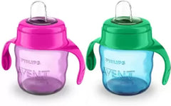 AVENT Philips Toddler Spout Cup with Twin Handle Pack of 2 pcs (1 Blue 1 Pink)
