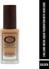 Fashion Colour 24HR Longwear Liquid Foundation With Skin Care, Full Coverage Waterproof and Matte Finish, 30ml (Golden)