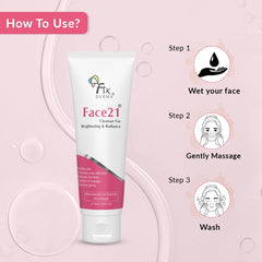 Fixderma Face21 Cleanser, Skin Brightening Cleanser, Exfoliates Dead Cells, Remove Pigmentation, Reduces Wrinkles & Fine Lines, Evens Skin Tone, Purifies Skin, 75ml