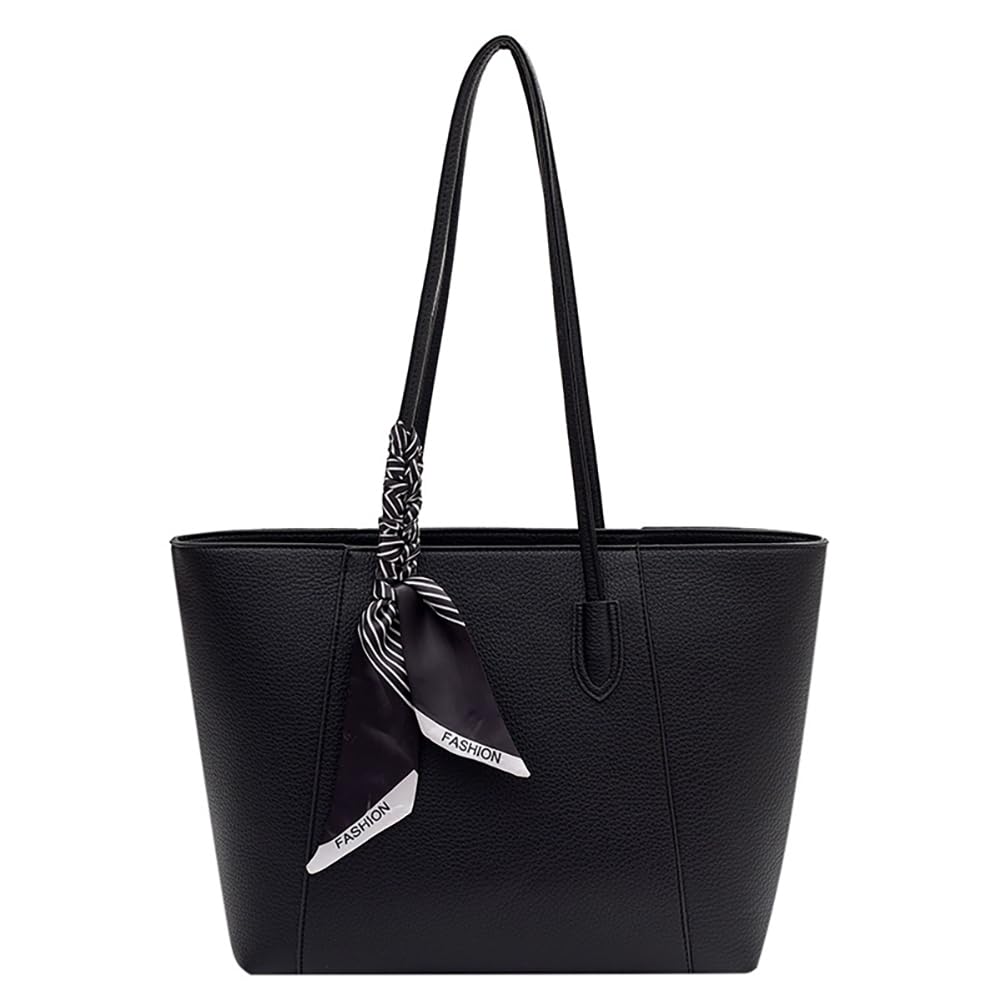 YWhalep Women Tote Bags Shoulder Handbag for Women, Soft PU Leather Purse with Top Handle Big Capacity Ladies Shoulder Bags - Black