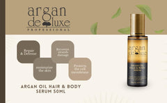 Argan Deluxe Serum for Hair & Body 50ml with Vitamin E formula to fights hair and skin aging, 100% natural ingredients from Morocco Oil