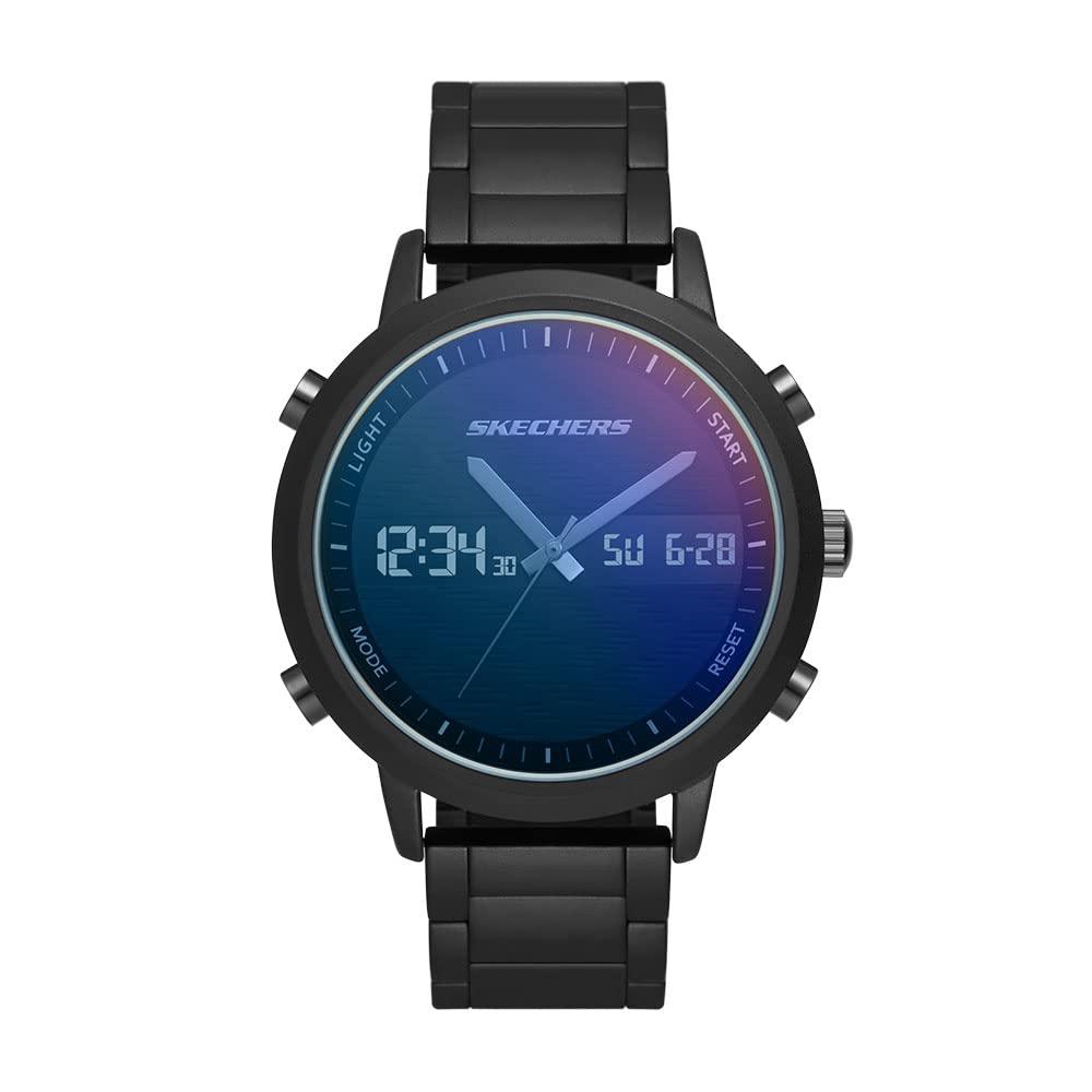 Skechers Men's Quartz Lightweight Analog Digital Watch - Lawndale Black Iridescent