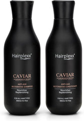 HAIRPLEXX CAVIAR ANTI-AGE RESTORATIVE TREATMENT PROFESSIONAL Shampoo & Conditioner Set l Hydrated Home Care Maintenance - Restore Hair Volume, Shine, Straight and Softness (300ml)