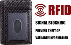 Santo Slim Wallet RFID Front Pocket Wallet Minimalist Secure Thin Credit Card Holder Slim Minimalist Front Pocket RFID Blocking Leather Wallets for Men Women - Black