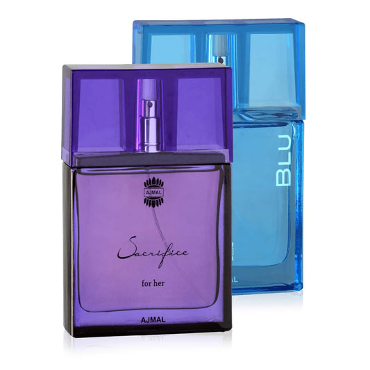 Ajmal Twin Pack Blu for him and Sacrifice for her Eau De Parfum - 2 x 50ML