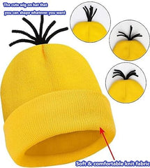4 Pcs Costume for Kids Girls Boys Adults,Cartoon Role Play Dress Up Accessories,Yellow Beanie Hat/Goggles/Gloves/Suspenders for Holiday Birthday Halloween Christmas Dress Up,Gifts for Girl Boy