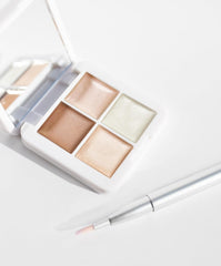 RMS Beauty Living Luminizer Glow Quad Mini Palette - Travel-Friendly Cream Luminizer & Bronzer Set - Coconut Oil & Vitamin E for Glowing Skin (0.08 oz)