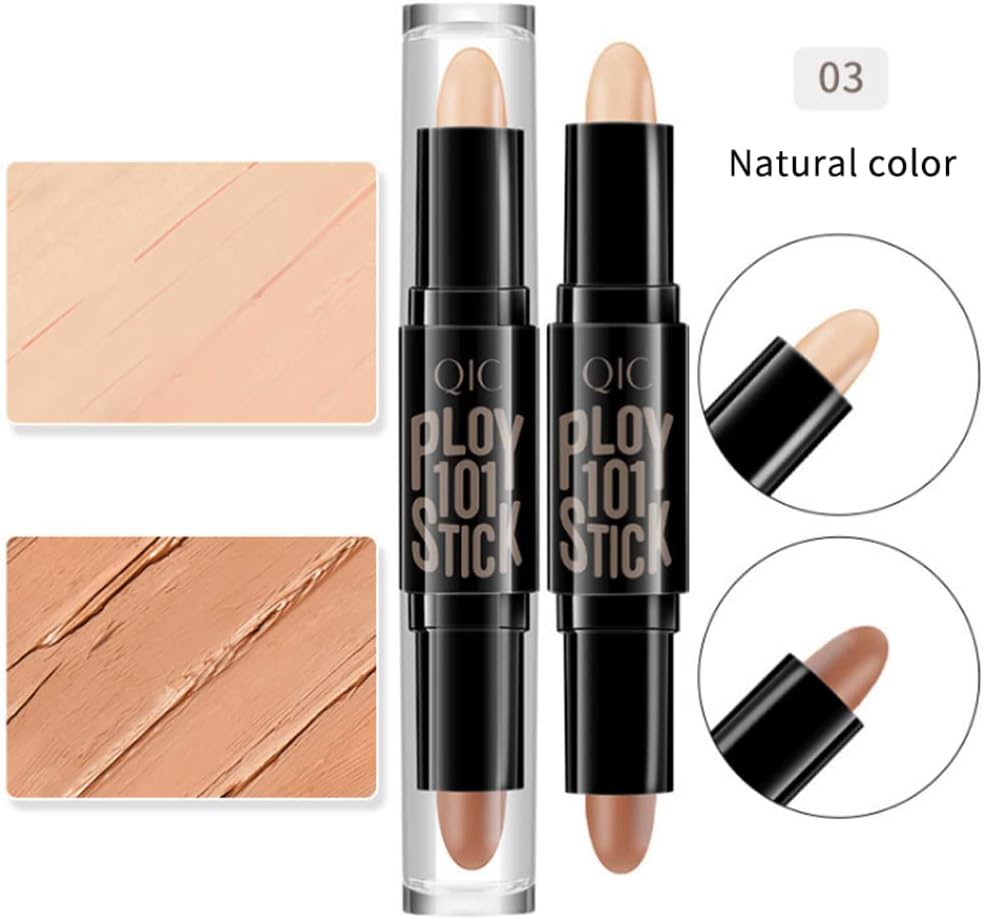 Double-Ended Wonder Contouring Pen Bronzer and Highlighter Stick Facial Makeup Contour Concealer Cosmetic for 3D Makeup Effect(3#)1pc