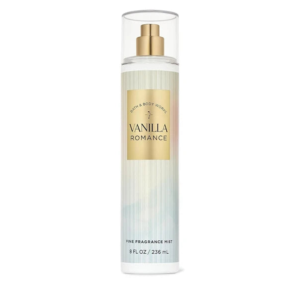 Bath & Body Works Vanilla Romance Body Mist 8 Oz Sweet Vanilla Jasmine Amber Fine Fragrance Spray