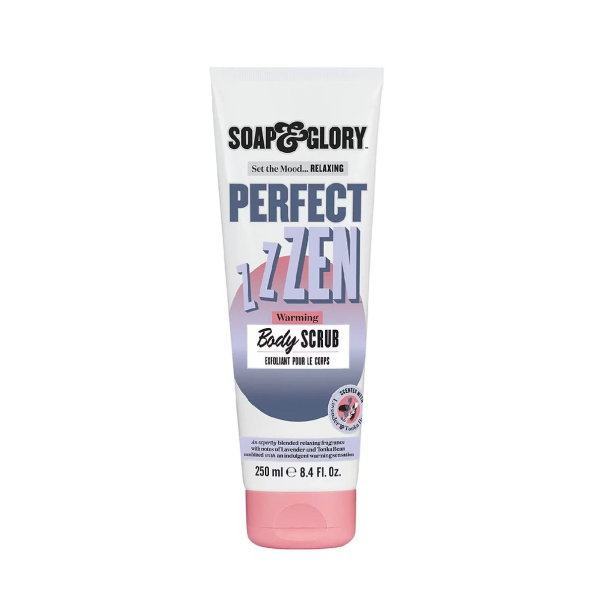 Soap & Glory Perfect Zen Exfoliating Body Scrub, Smoothing & Buffing Body Scrub - Lavender & Tonka Bean Scented Body Polish - Warming Exfoliating Scrub for Relaxation - 250ml
