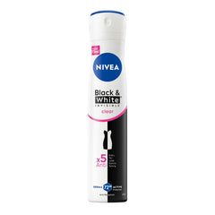 NIVEA Black & White Invisible Antiperspirant Deodorant Spray for Women, Clear, 72H Active Protection, 5IN1, Anti-Odour, Sweat, Stains, Residues & Irritation, 200ml