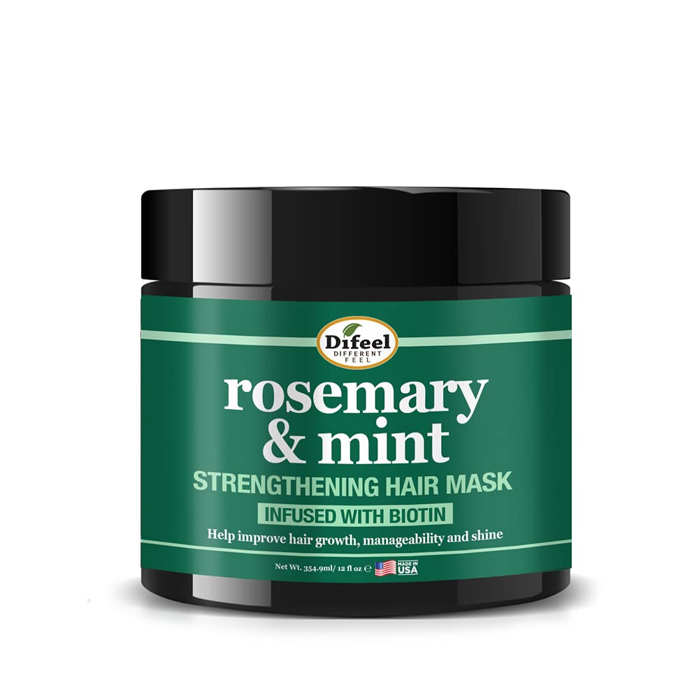 Difeel Rosemary and Mint Strengthening Hair Mask with Biotin 355ml - Strengthening Hair Mask, Rosemary Hair Treatment